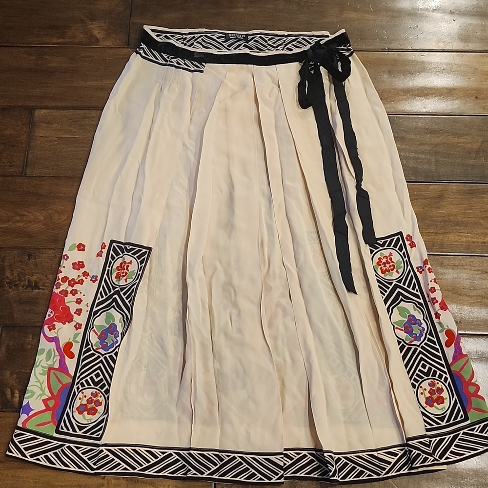 Sonia Rykiel Cream Ans Multi Color Skirt Geometric Design SZ M - Picture 3 of 6